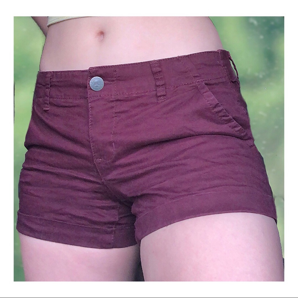 Aeropostale Midi Burgundy Maroon Wine Red Shorts